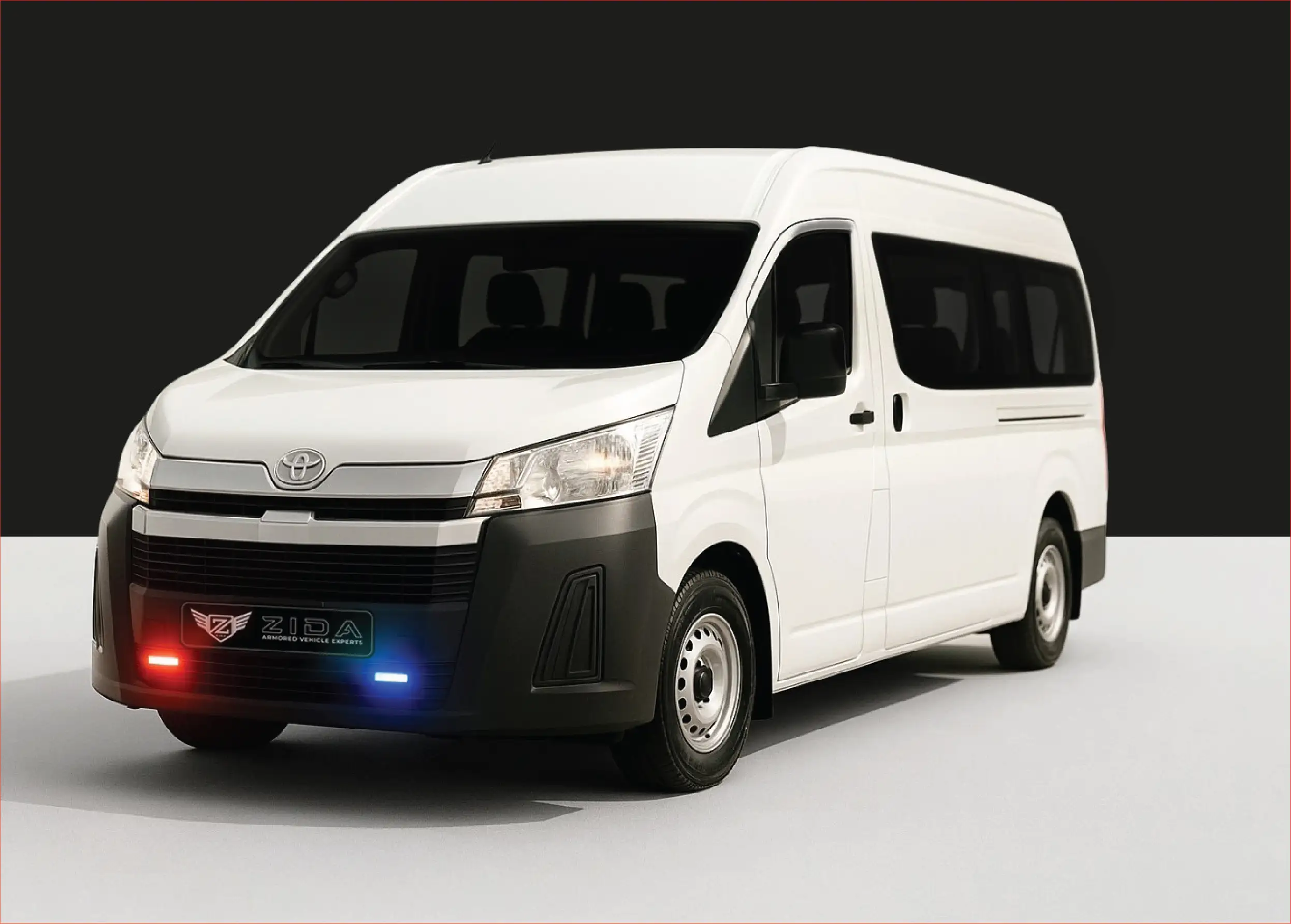 Armored Toyota Hiace van for secure passenger transport